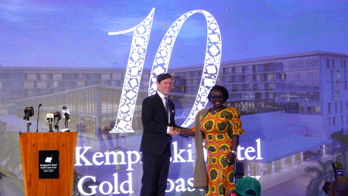 The Minister, Hon. Dzifa Gomashie with the General Manager of Kempinski Hotel Gold Coast City Accra, with Hanno Barkhoff Kempinski