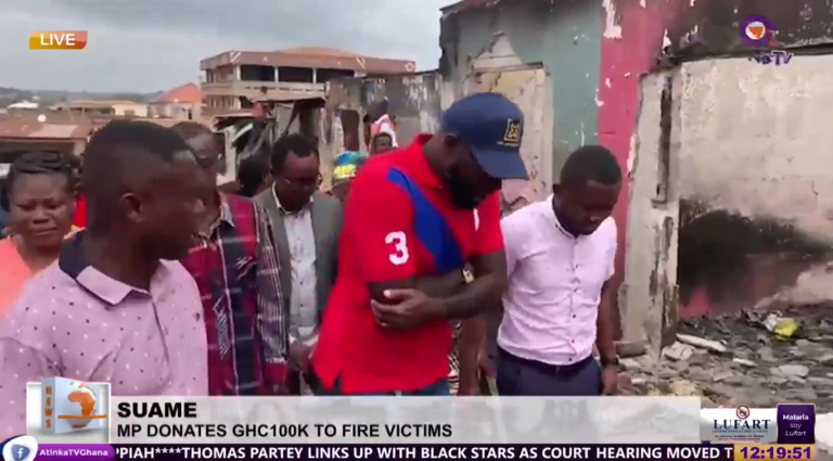 Suame MP Donates GH¢100,000 to Fire Victims at Suame Post Office Market