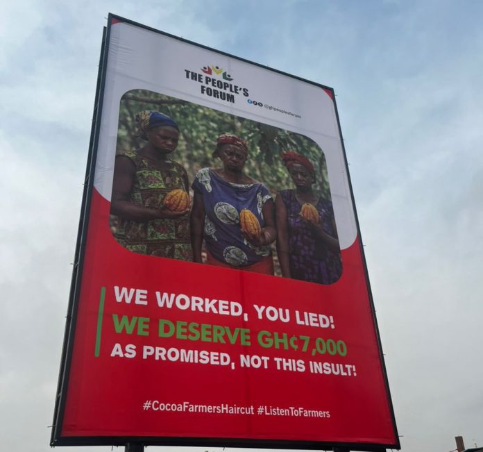 The People’s Forum Mounts Billboard Campaign as Cocoa Farmers Protest Price Cut The People’s Forum Mounts Billboard Campaign as Cocoa Farmers Protest Price Cut