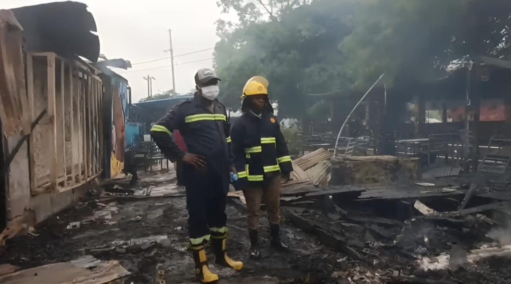 GNFS Extinguishes Major Fire at Monte Carlo Pub and Restaurant in Tema Community 10